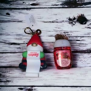 BBW Santa’s nice list pocketback holder and winter candy apple sanitizer set